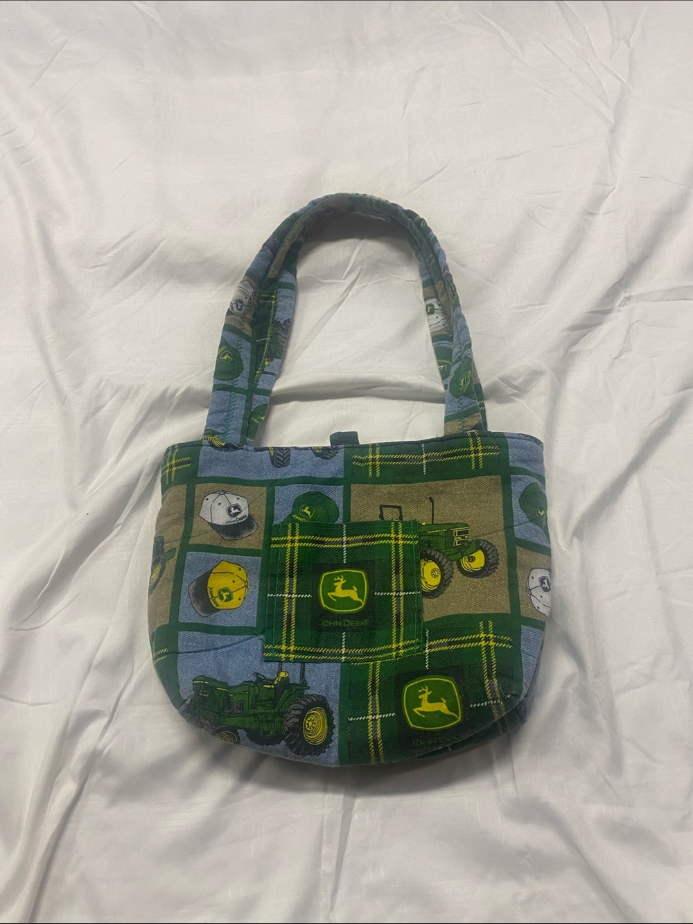 John Deere Green and Yellow Tractor Patchwork Tote
